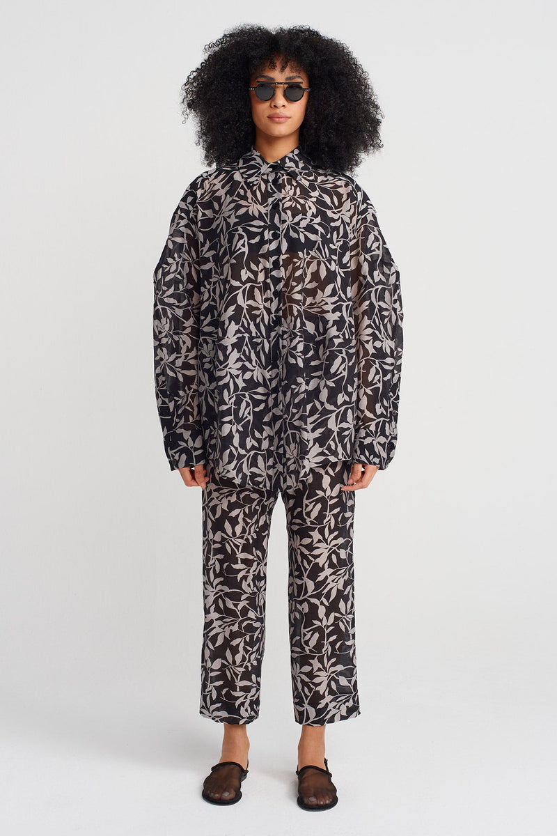 Nu Floral Voile Shirt Black