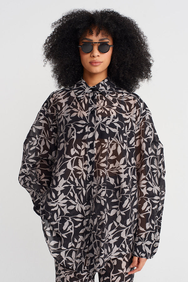 Nu Floral Voile Shirt Black