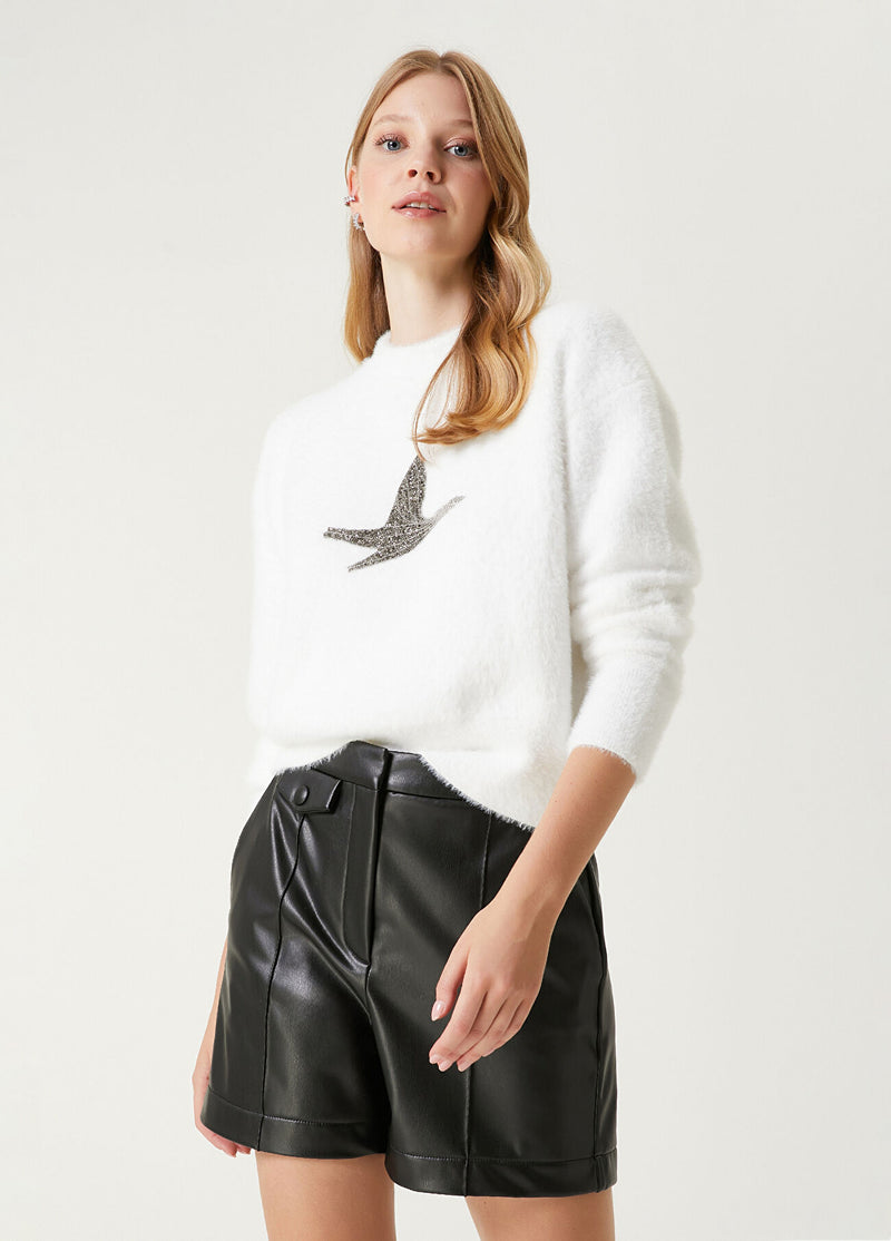 Beymen Club Embellished Logo Sweater Off White