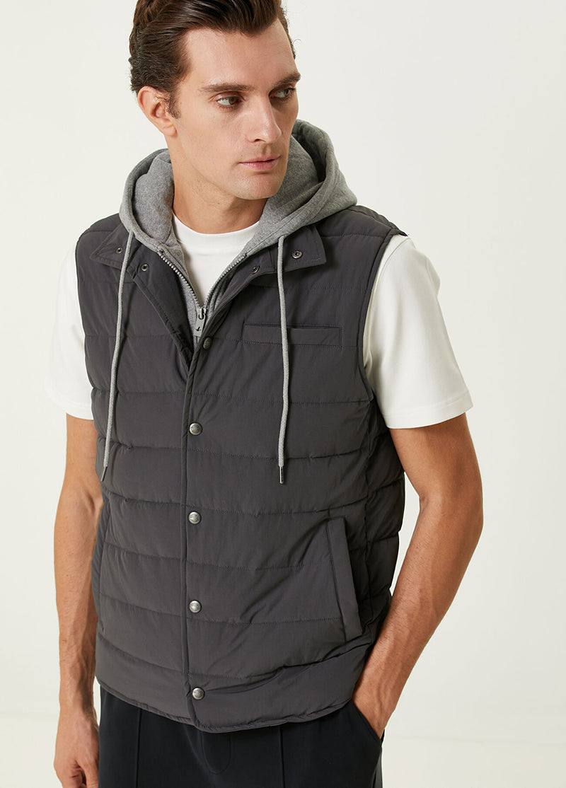 Beymen Club Men Anthracite Hooded Vest Gray