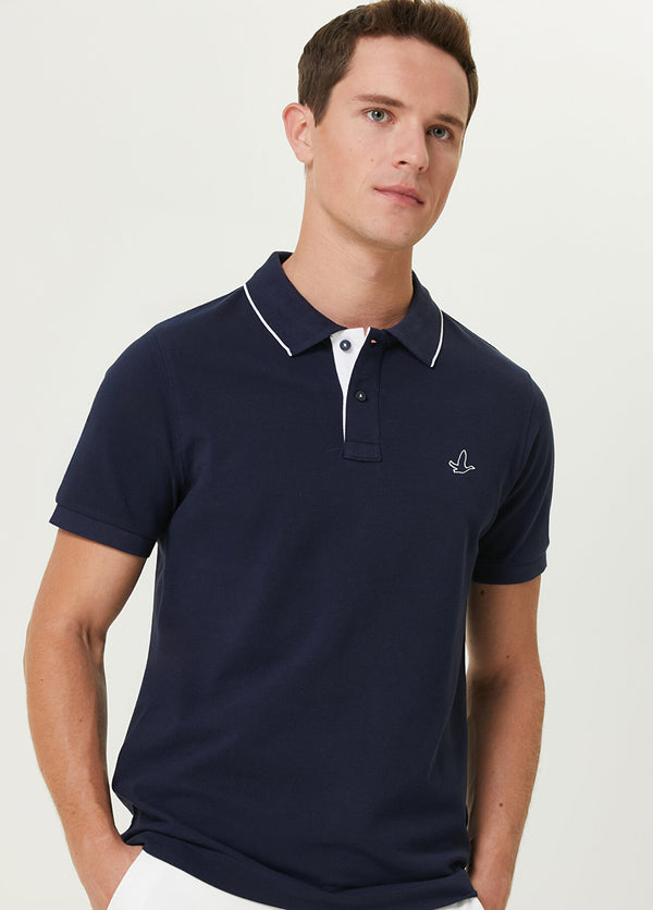 Beymen Club Men Slim Fit Polo Neck T-Shirt Navy