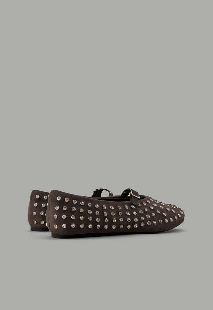 Choice Crystal Embellished Flat Ballerinas Grey