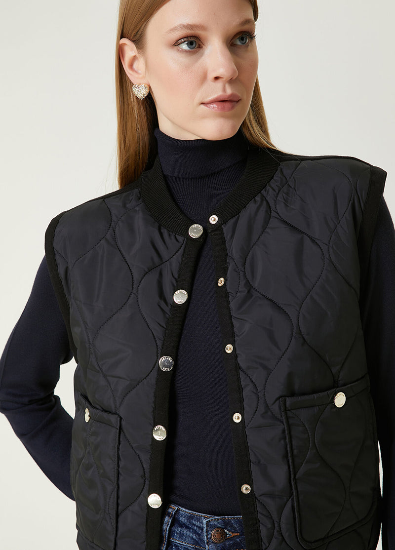 Beymen Club Quilted Bomber Knit Vest Black