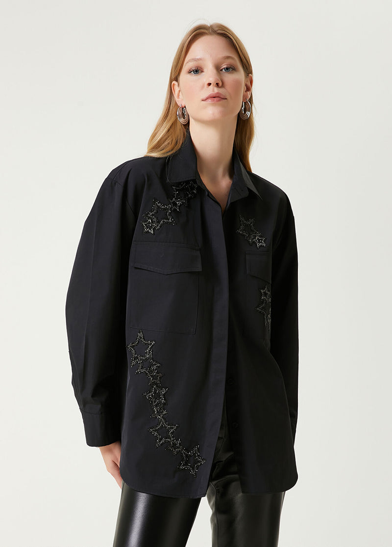 Beymen Club Embellished Technical Over Shirt Black