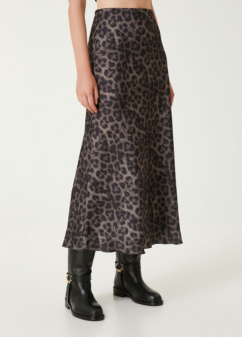 Beymen Club Leopard Printed Midi Skirt Brown