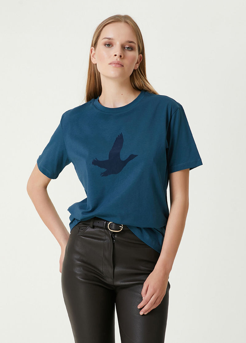 Beymen Club Logo Printed T-Shirt Light Blue