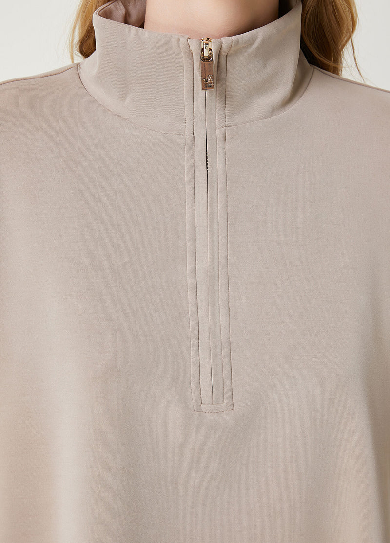 Beymen Club Zipper Modal Sweatshirt Beige