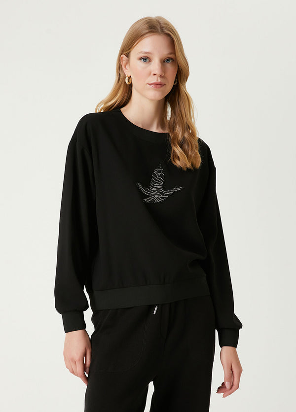 Beymen Club Embellished Logo Crepe Blouse Black