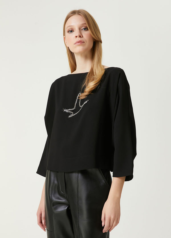 Beymen Club Logo Embroidered Blouse Black