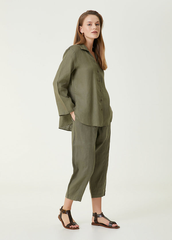 Beymen Club Slouchy Linen Trousers Khaki