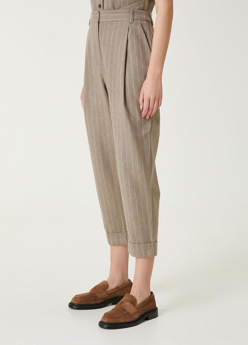 Beymen Club Striped Wool Pants Camel