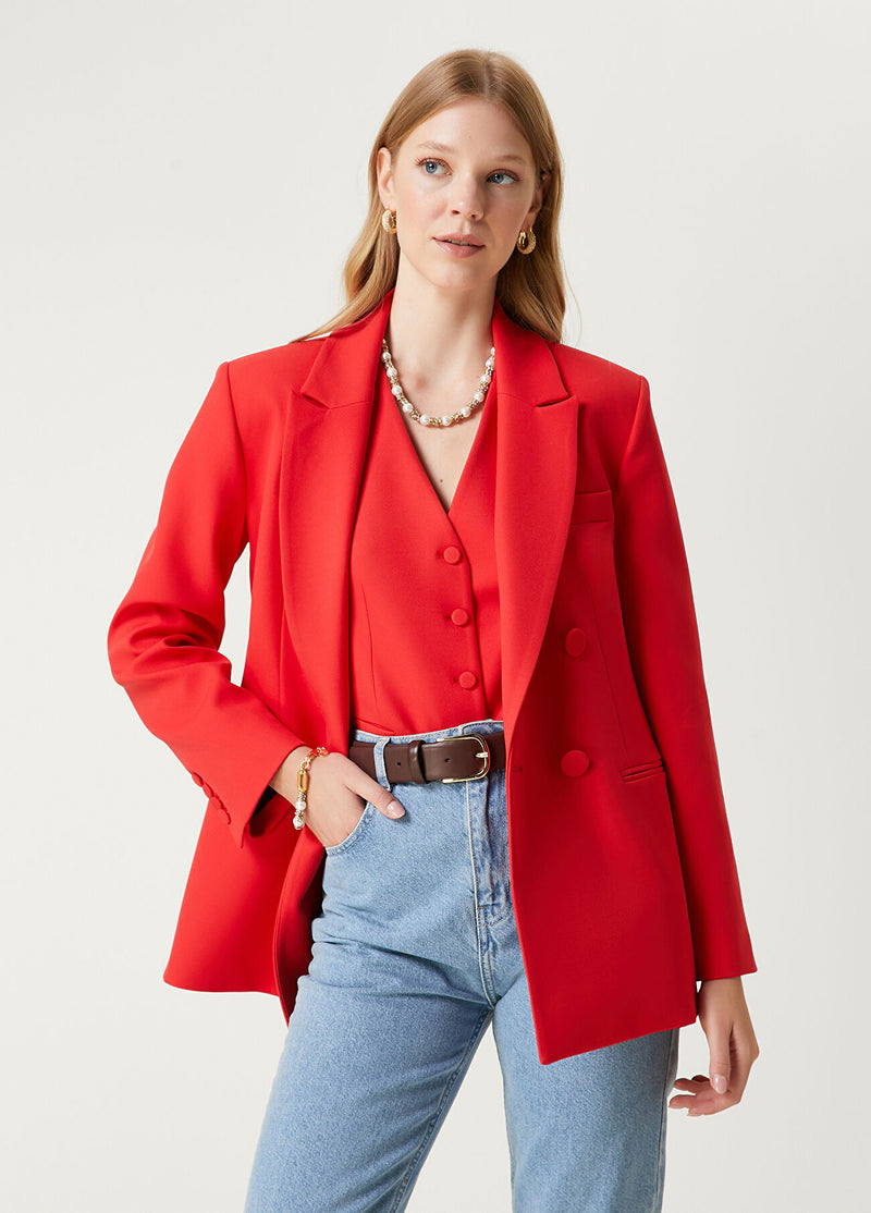 Beymen Club Double Breasted Blazer Red