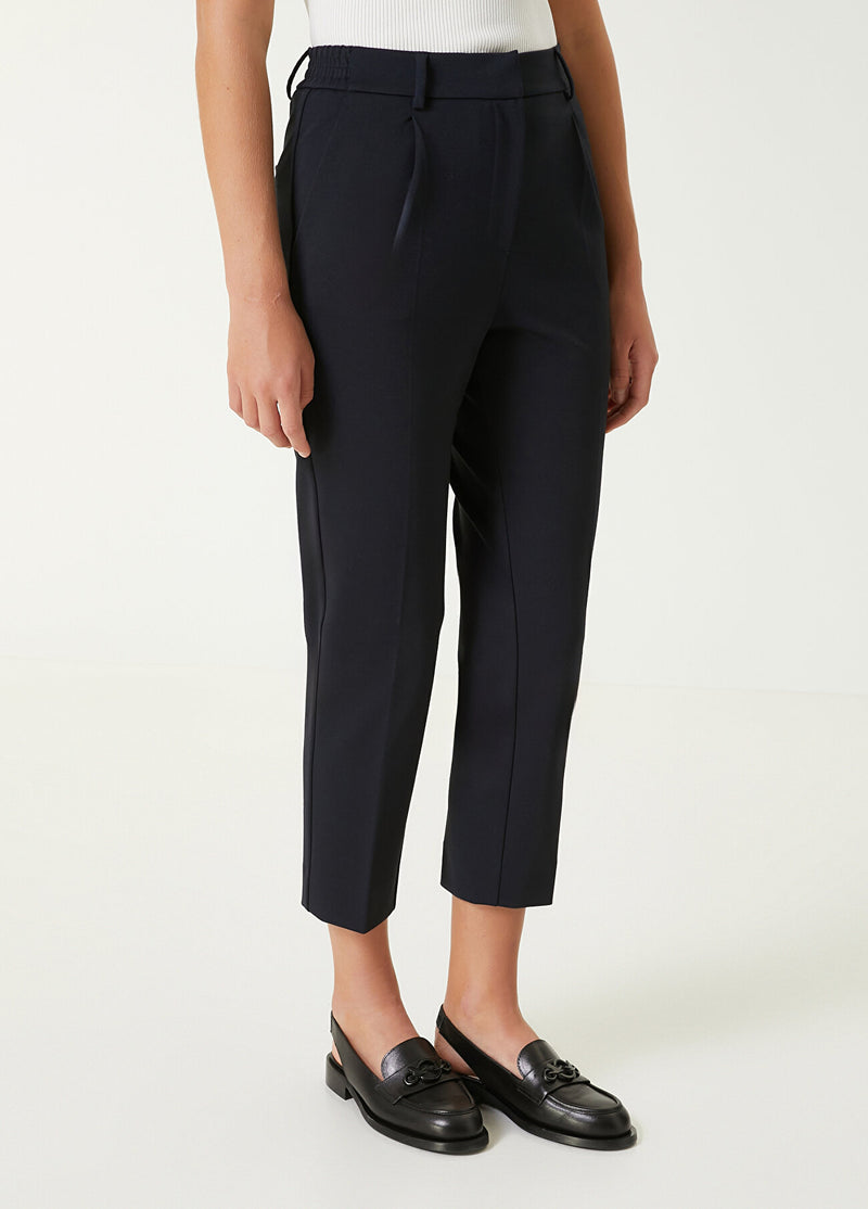 Beymen Club High Waist Pleated Detail Trousers Navy