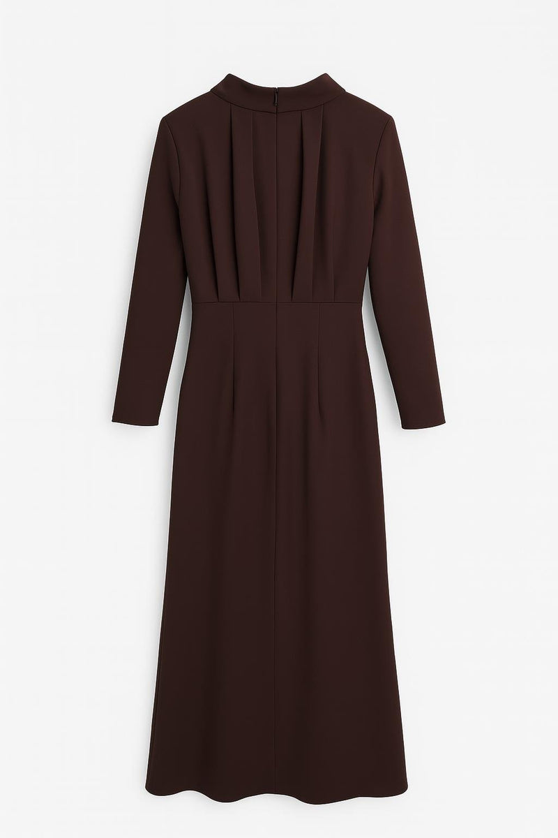 Setre Long Sleeve Dress With Draped Detail Coffee Brown