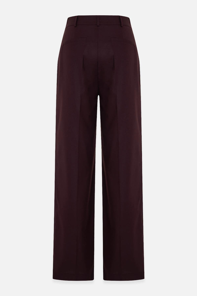 Setre Pocket Detailed Relaxed Cut Wide Leg Trousers Burgundy