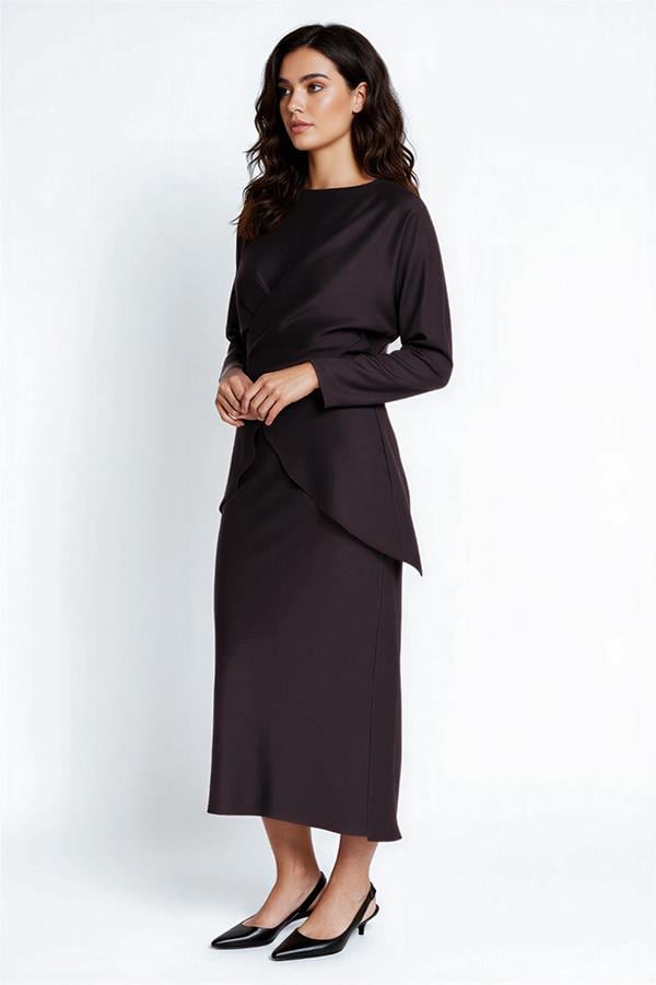 Setre Tie-Waist Detailed Long Sleeve Blouse Burgundy