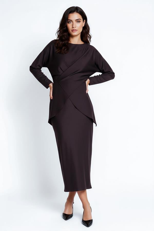 Setre Tie-Waist Detailed Long Sleeve Blouse Burgundy