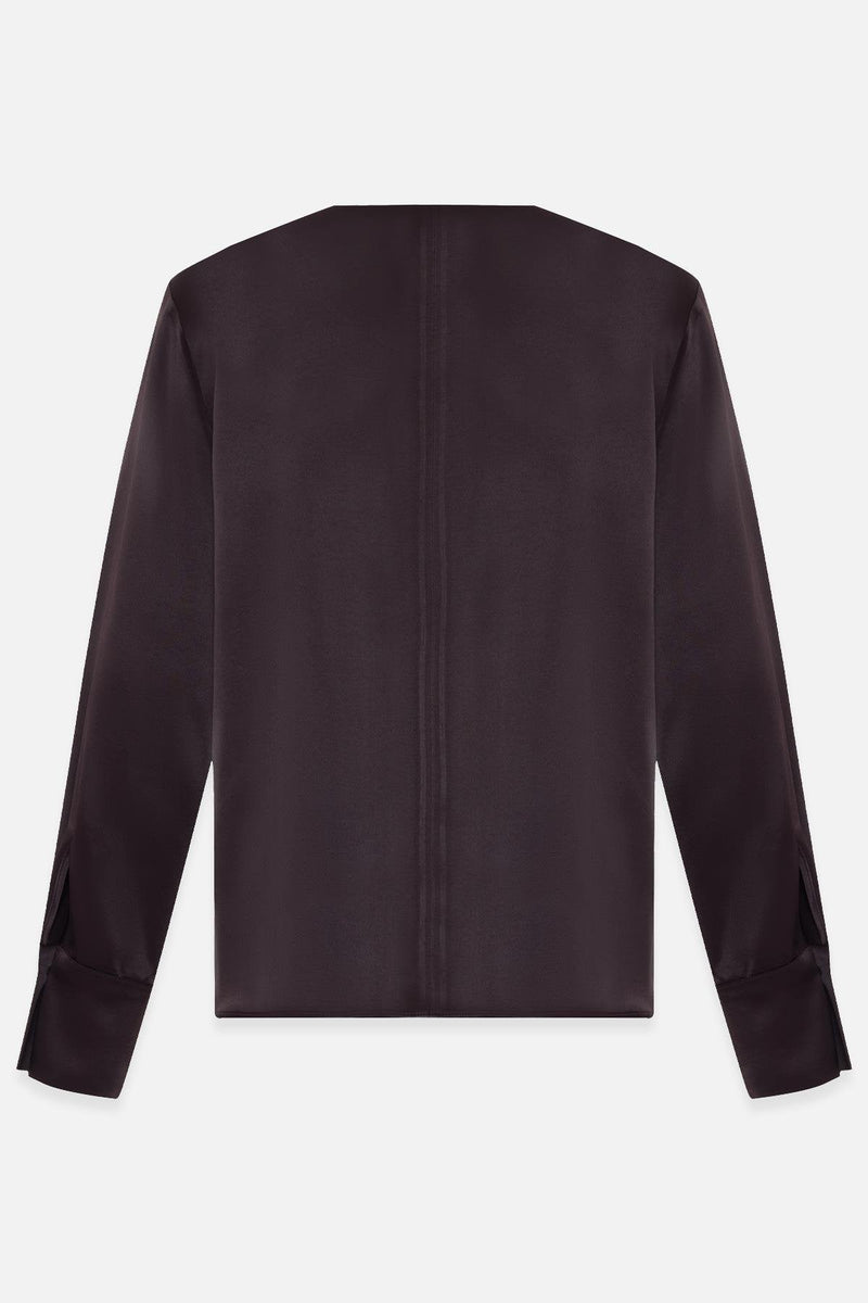 Setre Collar Accessory Detailed Relaxed Cut Blouse Chocolate Brown