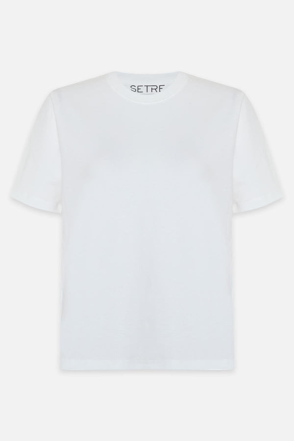 Setre Cotton Crew Neck Short Sleeve T-Shirt Ecru