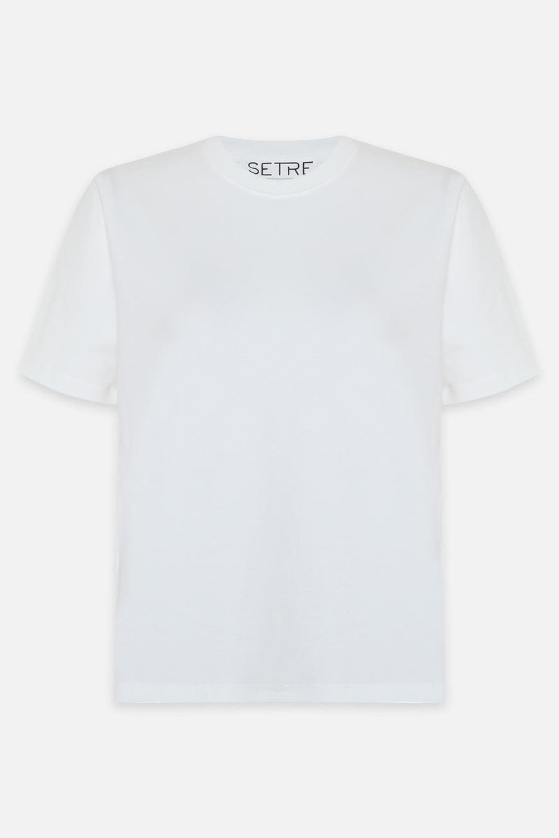 Setre Cotton Crew Neck Short Sleeve T-Shirt Ecru