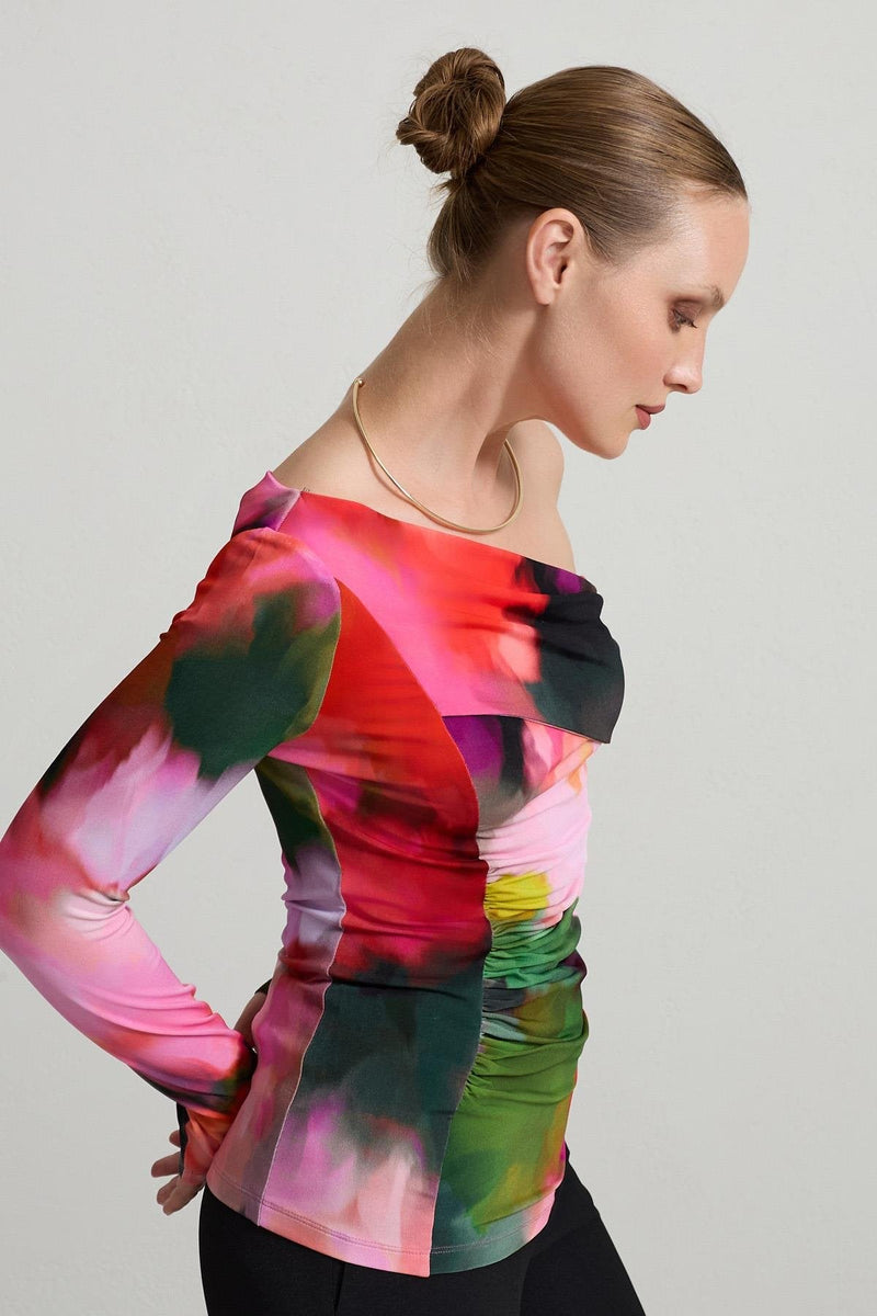 Setre Collar And Waist Detailed Patterned Blouse Red