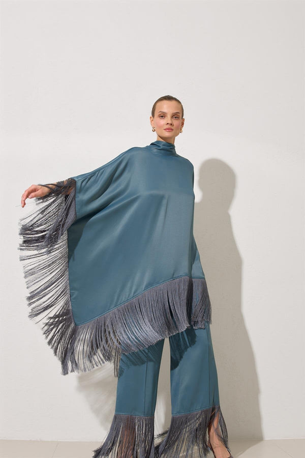 Setre Tassel Detailed Blouse And Trousers Set Crystal