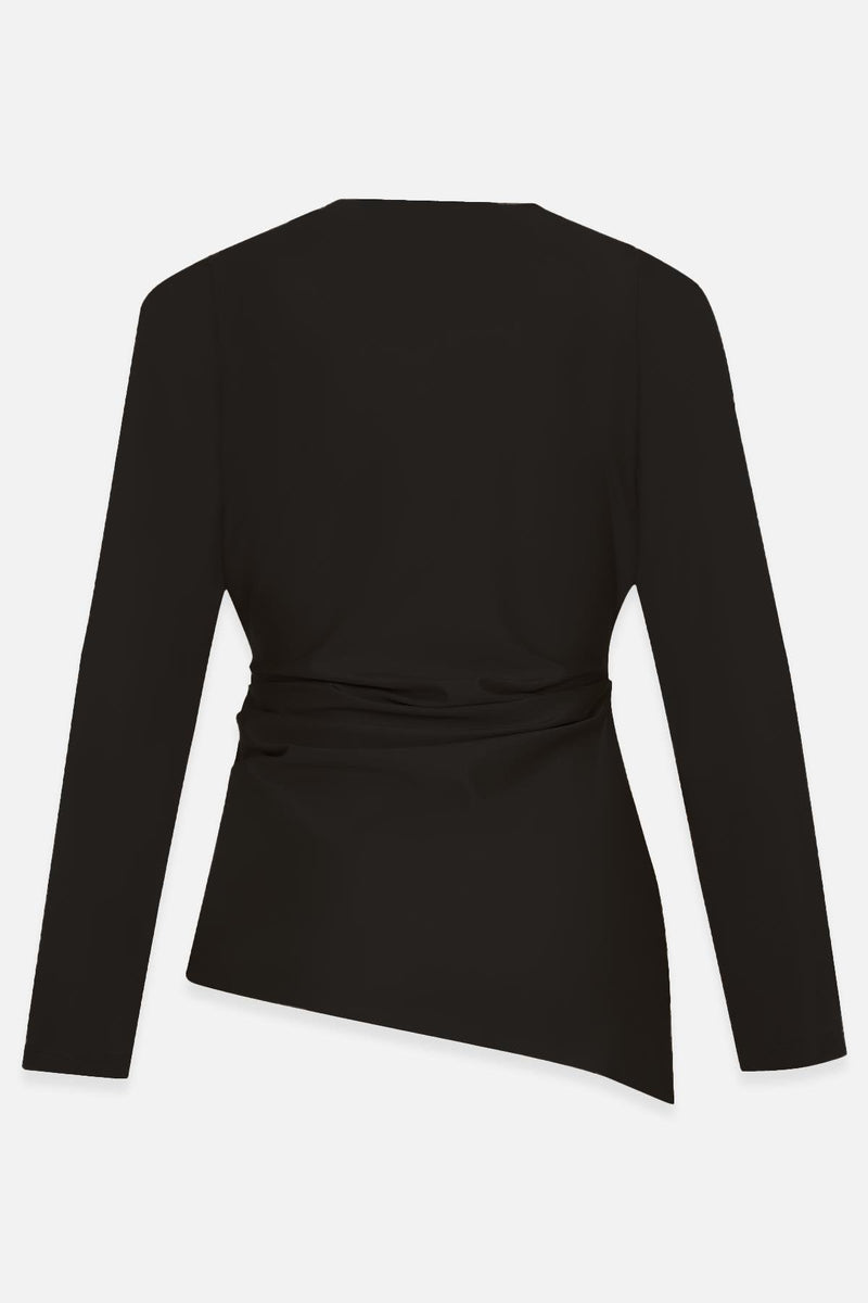 Setre Waist Accent Asymmetrical Blouse Black