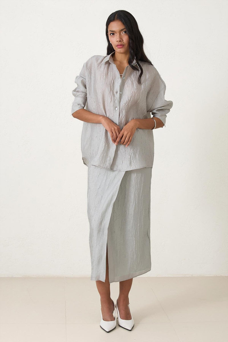 Setre Wrinkled-Effect Long Sleeve Shirt Light Green