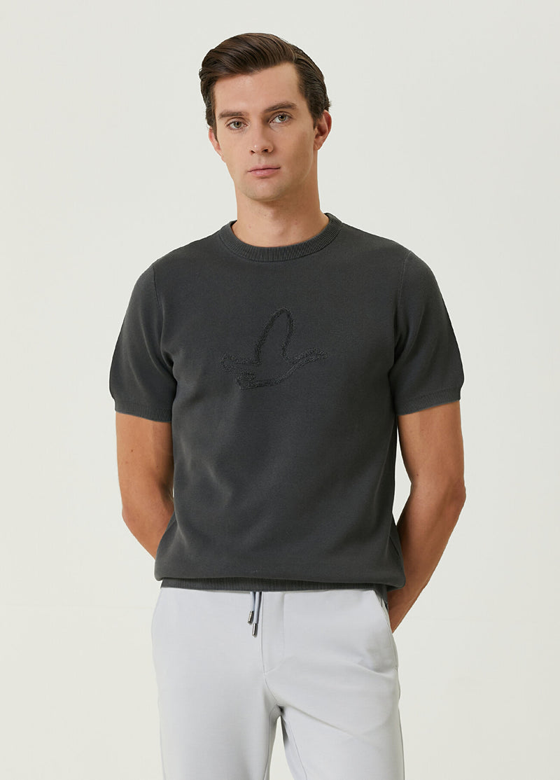 Beymen Club Men Bird Contoured Short Sleeve Sweater Anthracite