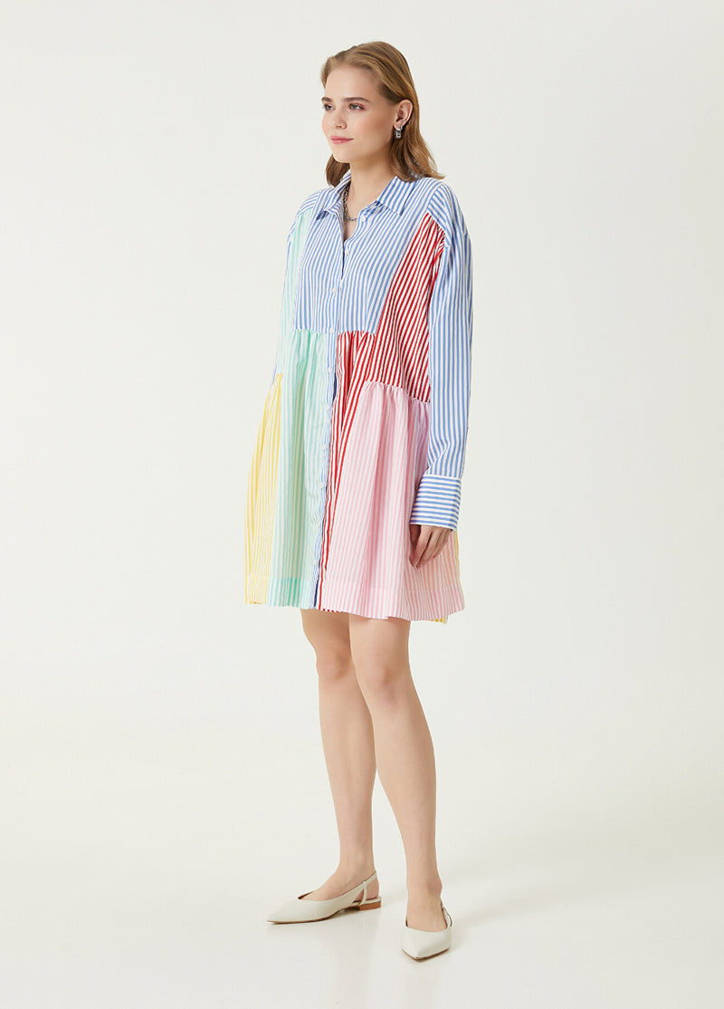 Beymen Club Striped Mini Shirt Dress Multi Color