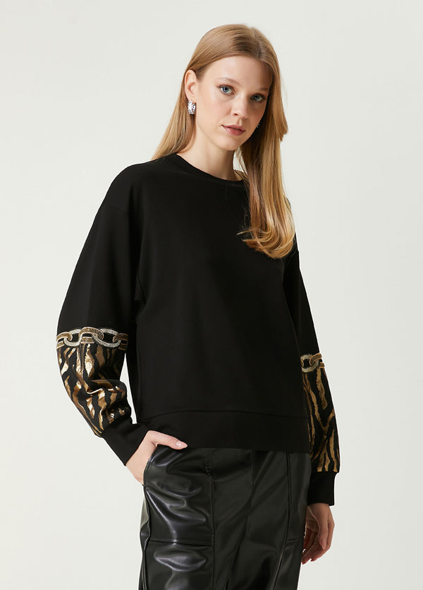 Beymen Club Stone Embroidered Sweatshirt Black