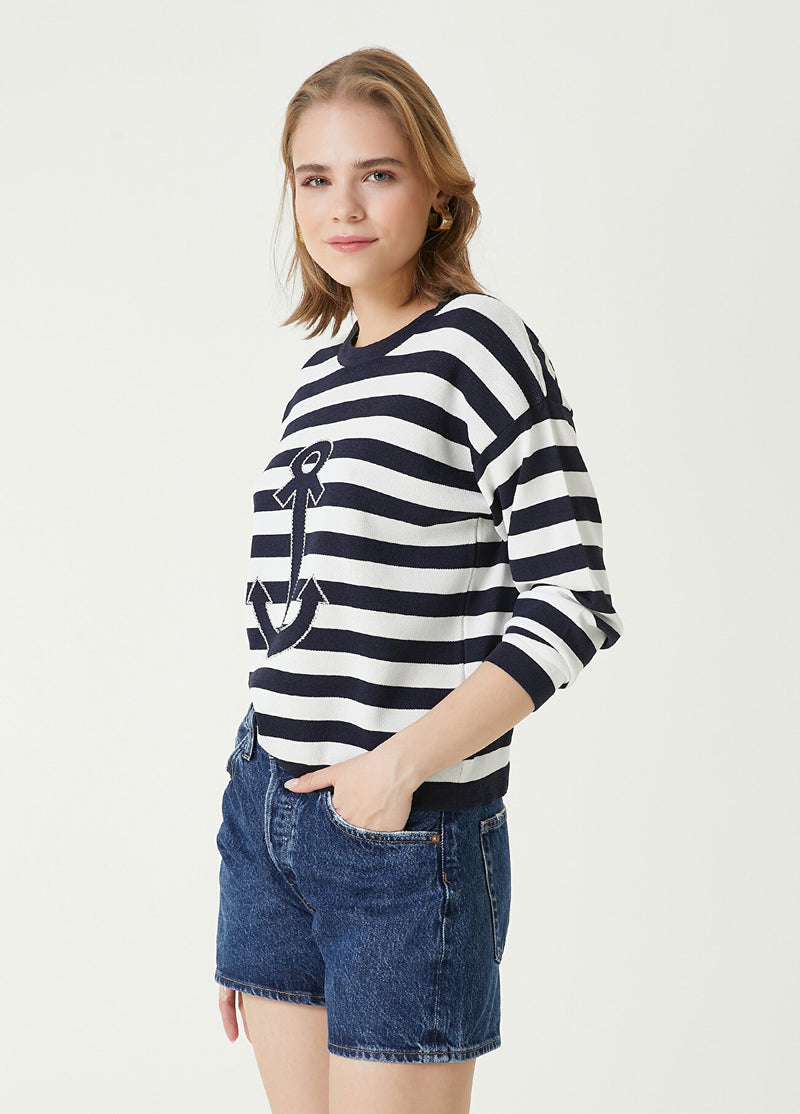 Beymen Club Anchor Detail Striped Sweater Navy-White