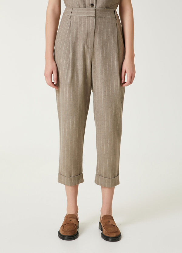 Beymen Club Striped Wool Pants Camel