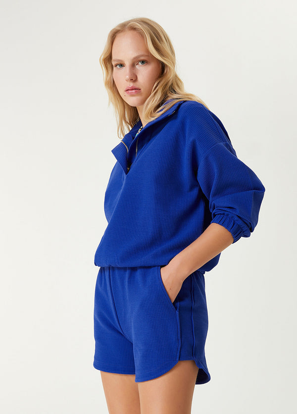 Beymen Club Half Zipped Placket Sweatshirt Cobalt