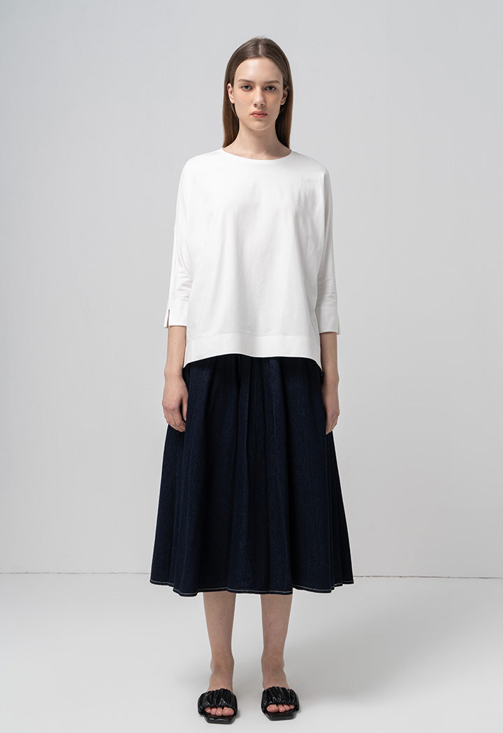 Choice Solid Pleated Skirt Blue