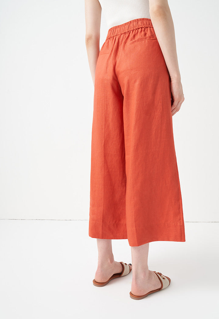 Choice Wide Leg Solid Trousers Brick