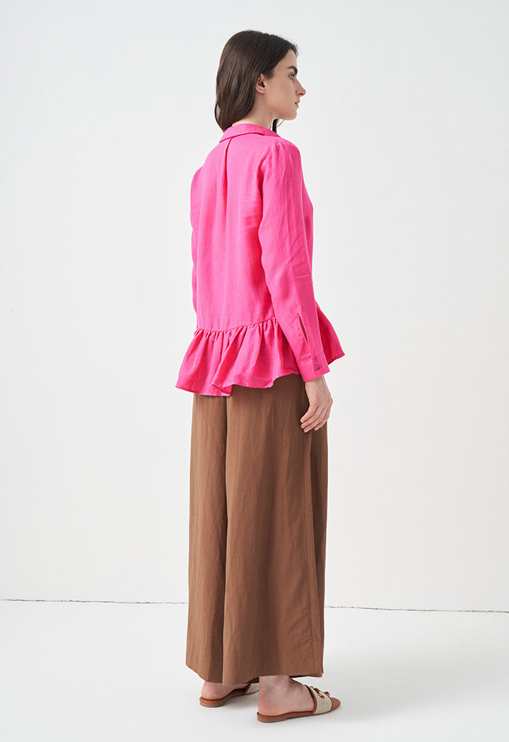 Choice Tiered Hem Solid Shirt Fushia