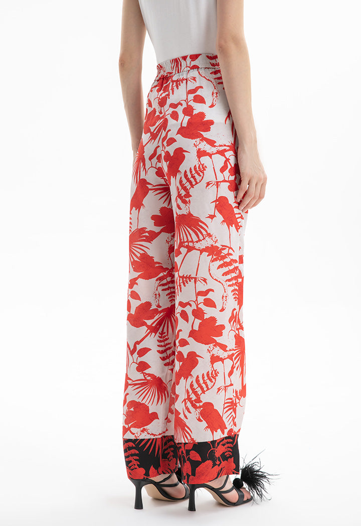 Choice Printed Contrast Wide Leg Trouser Print