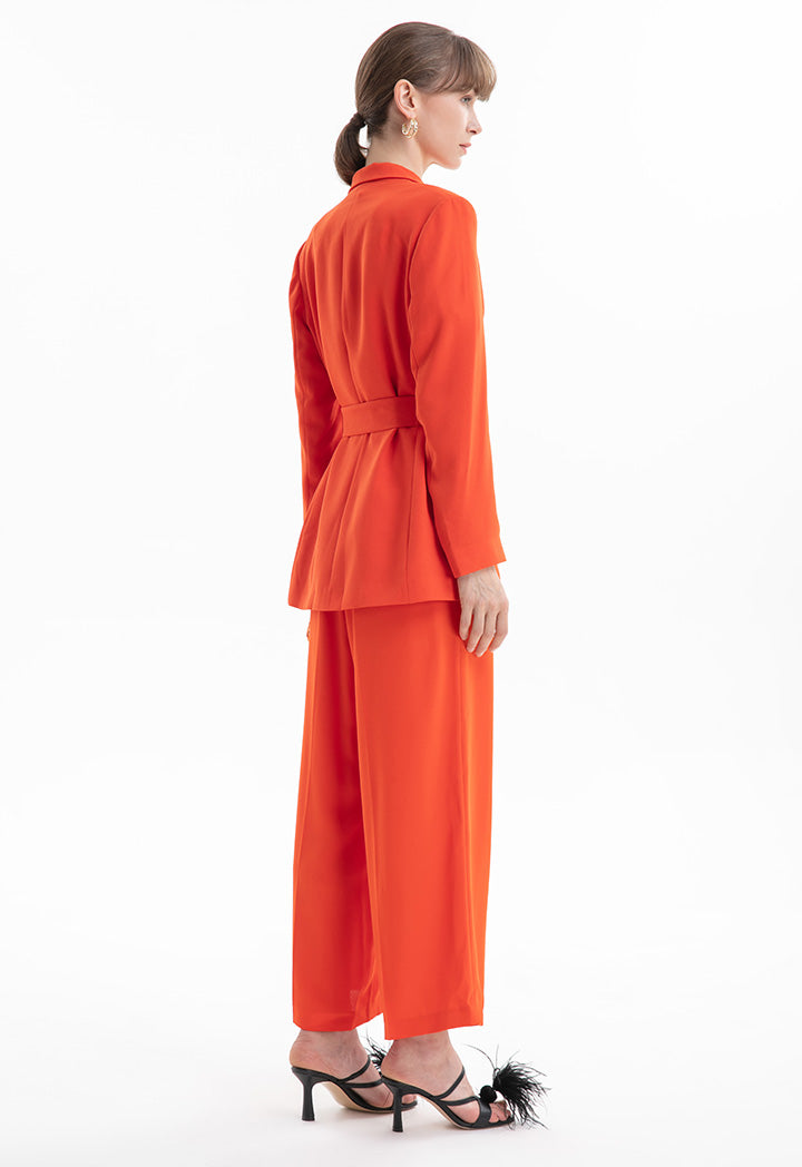 Choice Solid Belted Jacket Orange