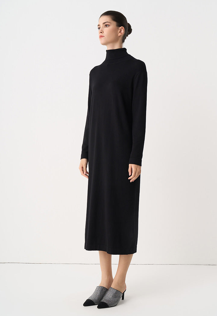 Choice Turtleneck Basic Maxi Dress Black