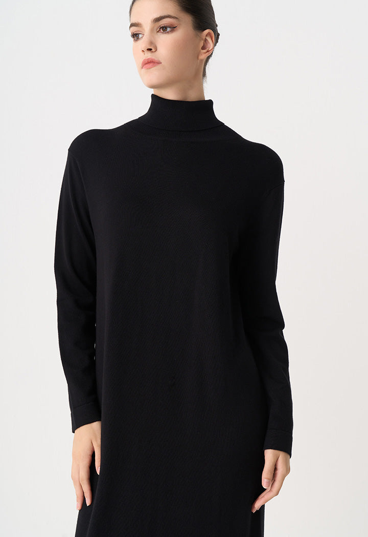 Choice Turtleneck Basic Maxi Dress Black