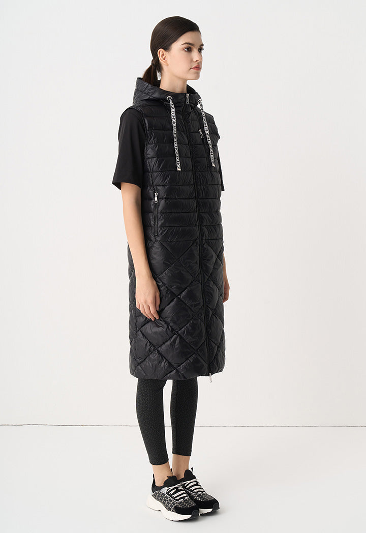 Choice Solid Quilted Sleeveless Gilet Black