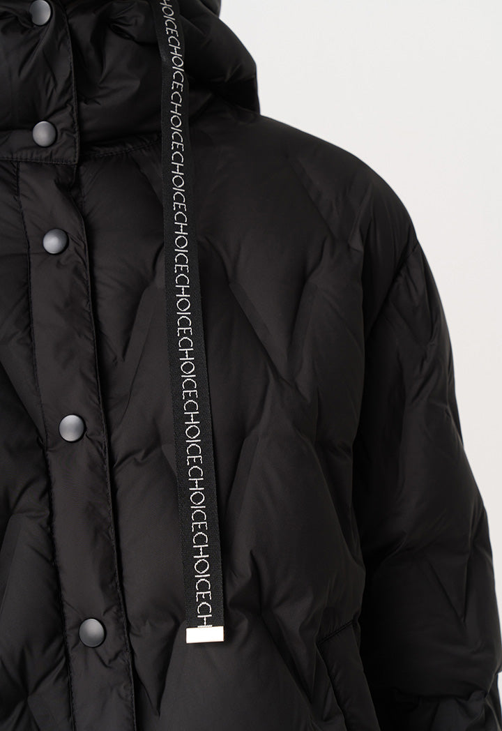 Choice Solid Quilted Hooded Jacket Black