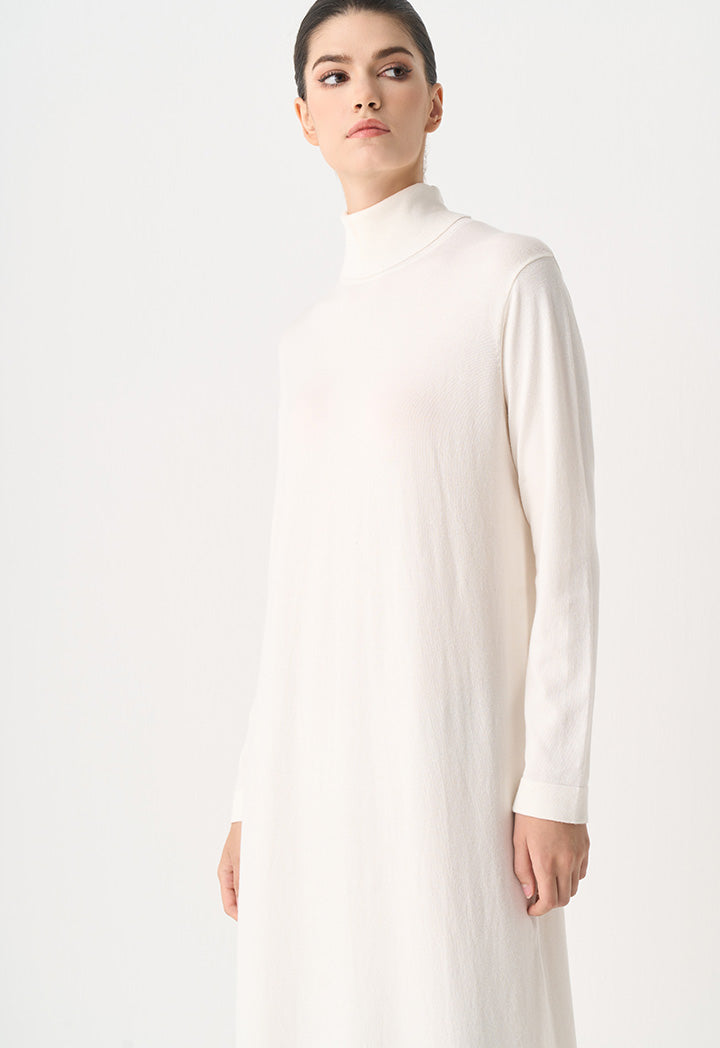 Choice Turtleneck Basic Maxi Dress Off White