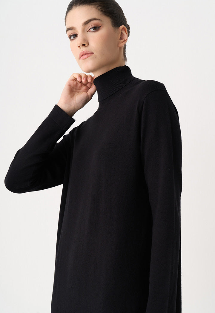 Choice Turtleneck Basic Maxi Dress Black