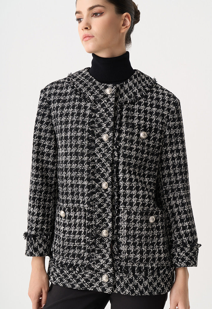 Choice Tweed Lurex Long Sleeves Jacket Black