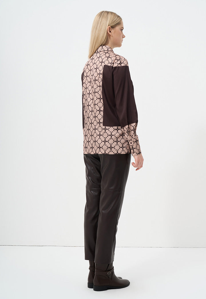 Choice Monogram Printed Long Sleeves Shirt Brown-Beige