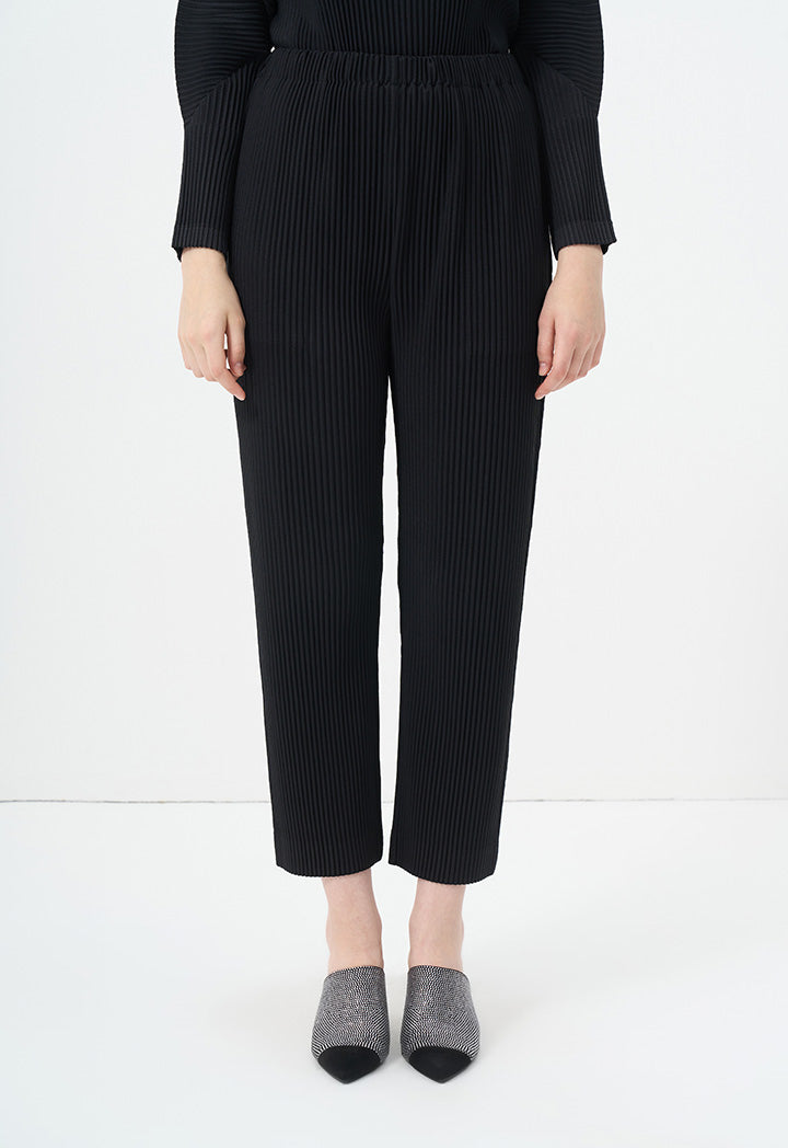 Choice Solid Straight Fit Pleated Trouser Black