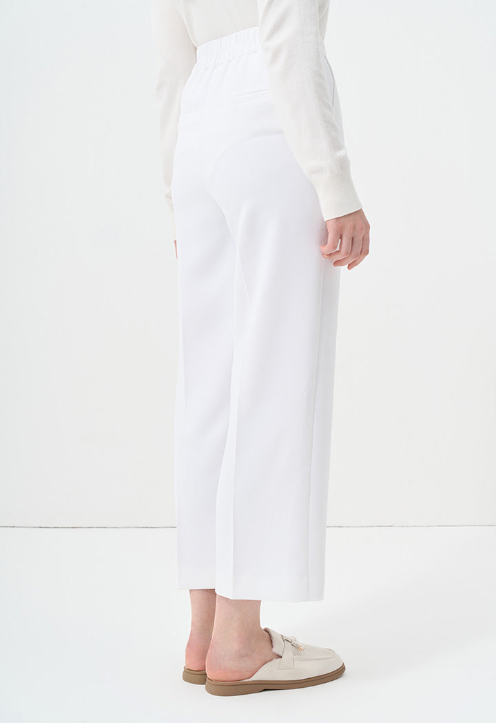 Choice Wide Leg Solid Trousers Off White