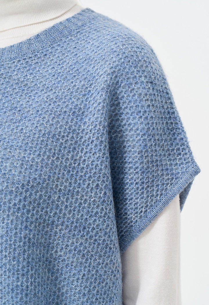 Choice Knitted Sleeveless Lurex Sweater Sky Blue